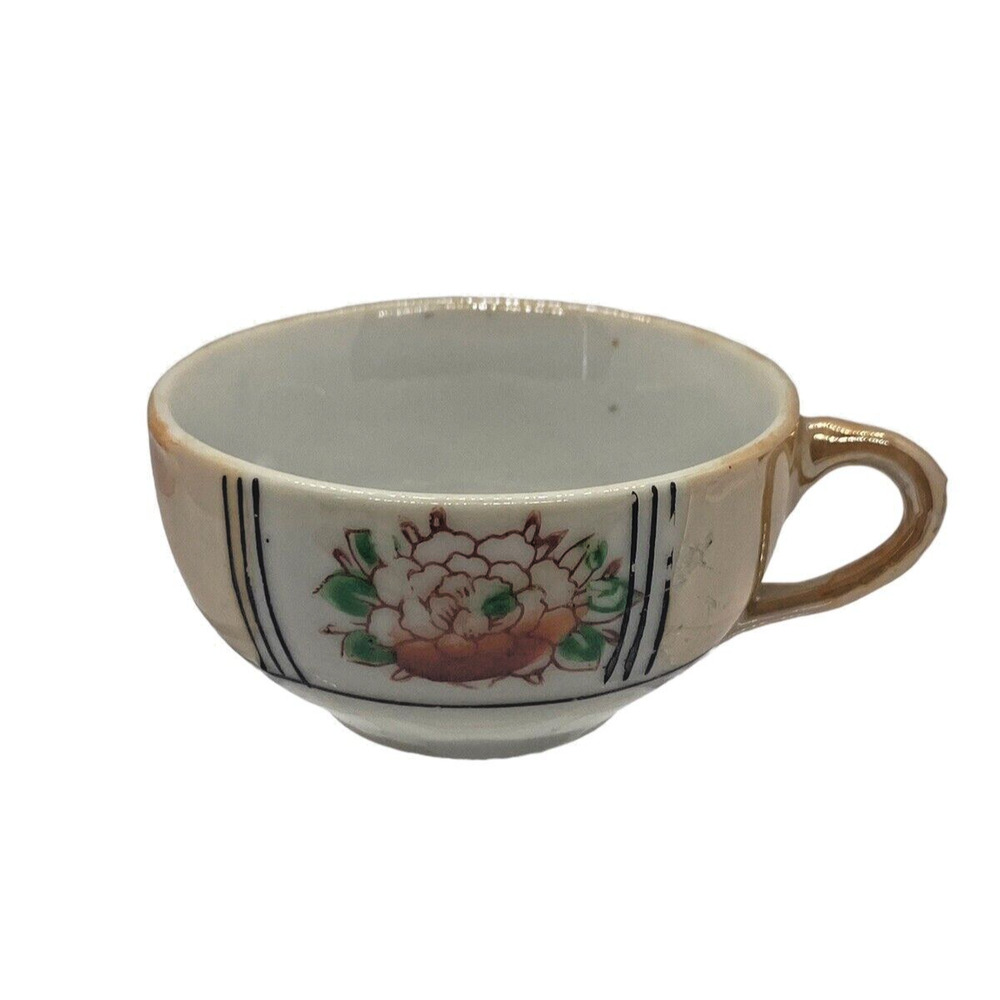 Vintage Gold Luster Gilded Mini Tiny Teacup Made in Japan Hand Painted